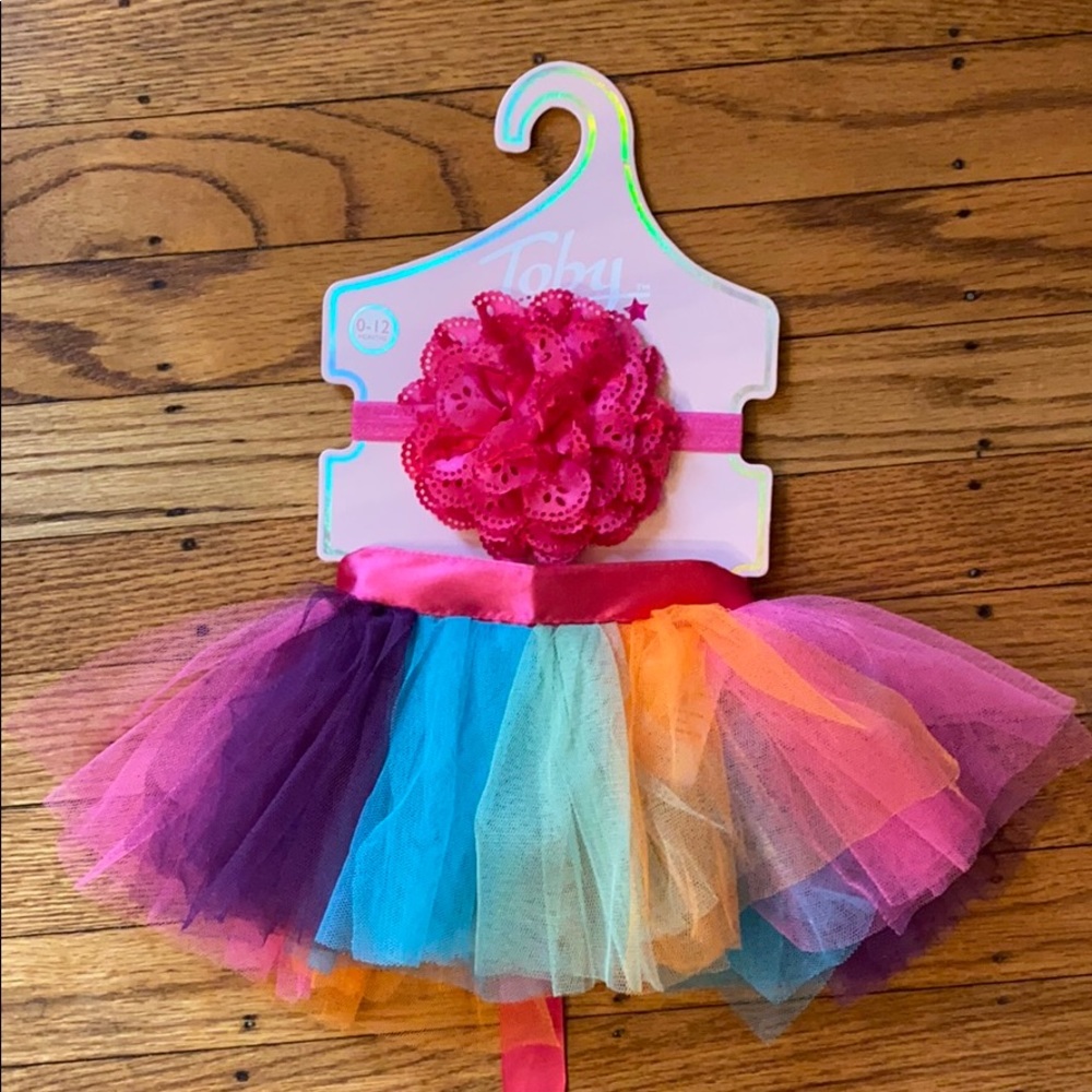 NEW photo op tutu and rose headband, rainbow